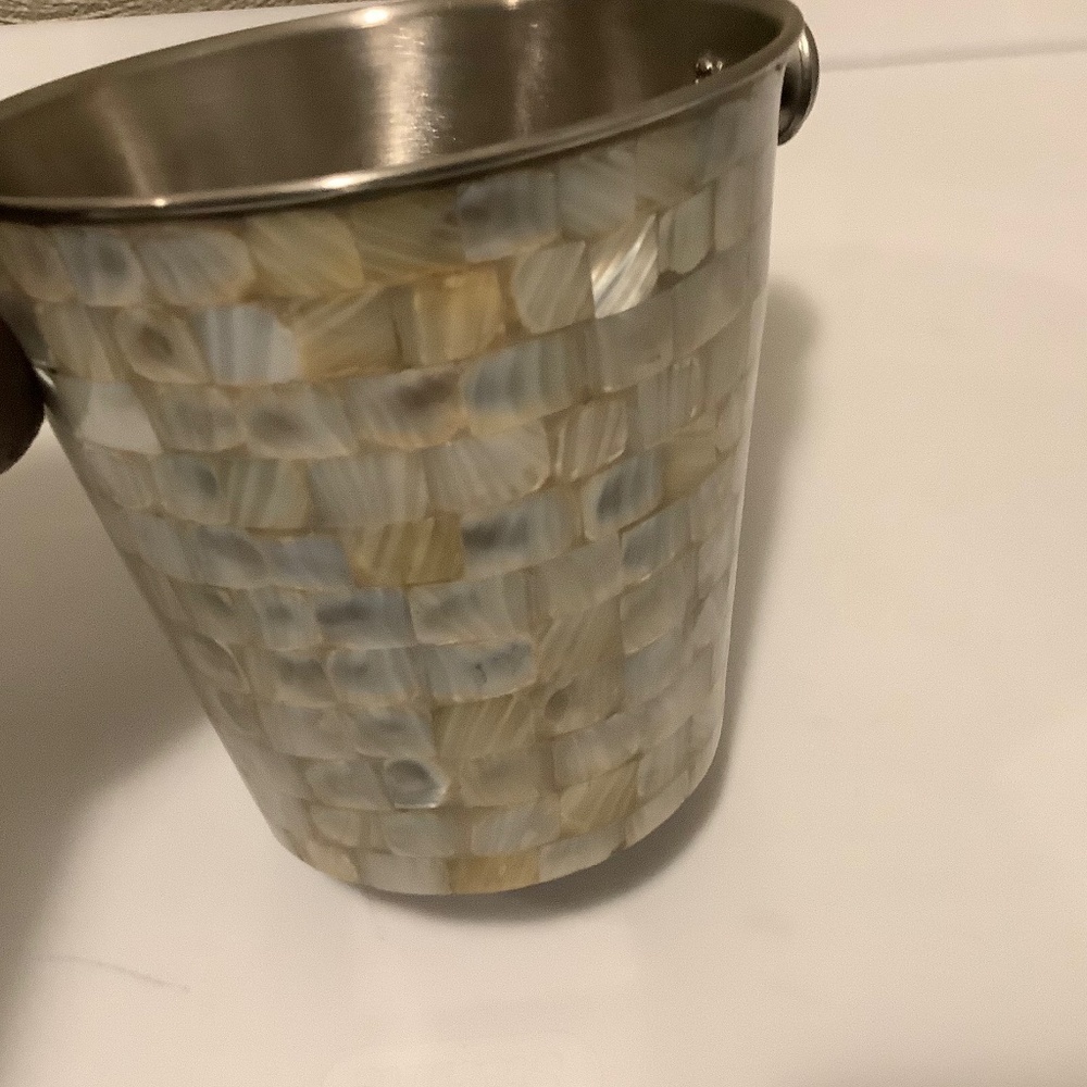 Mother of Pearl Ice Bucket | Stainless Steel Wine & Champagne Chiller | Coastal - Picture 3 of 10